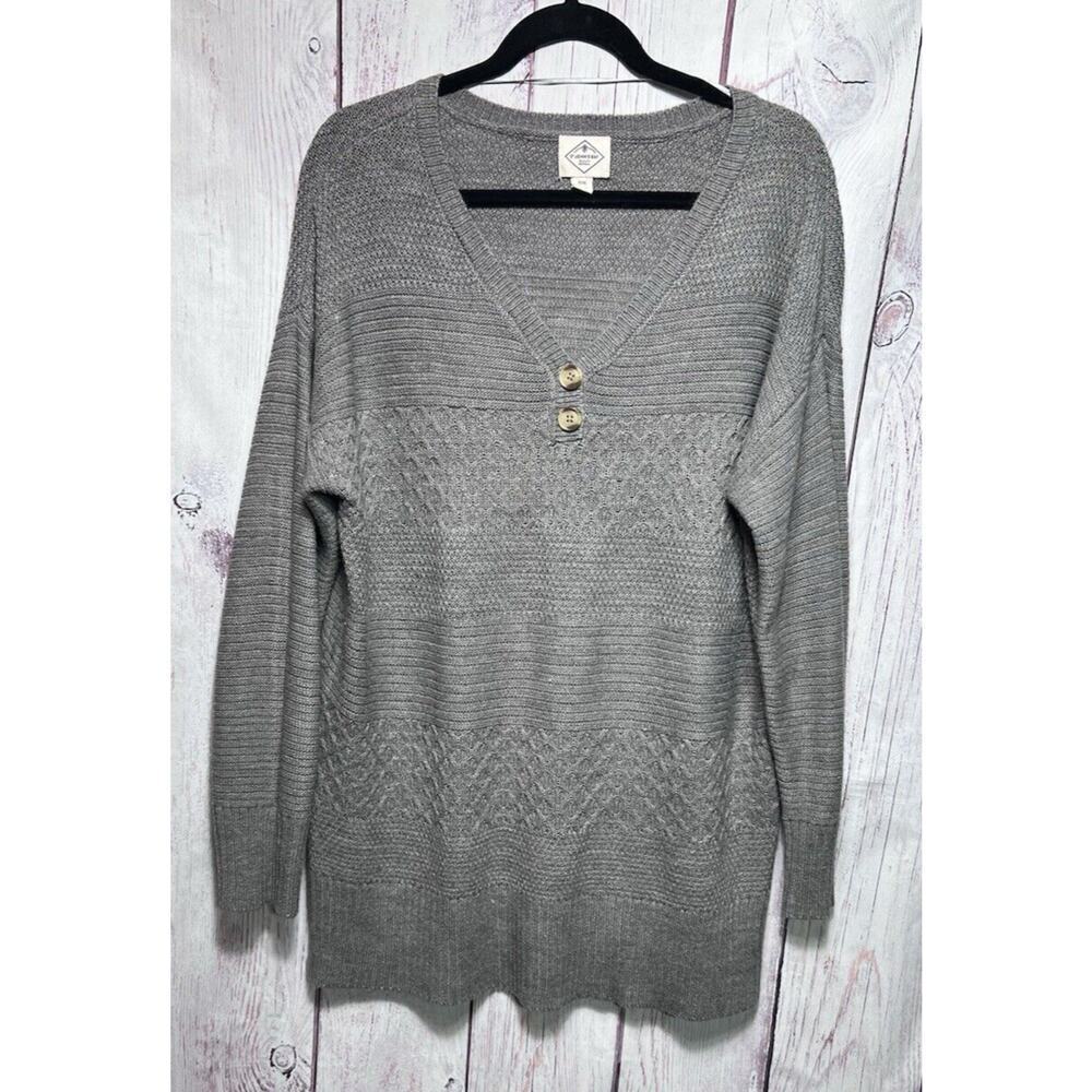 Womens St John's Bay Warm Cozy Cable Chunky Knit Pullover Sweater V Neck 2XL